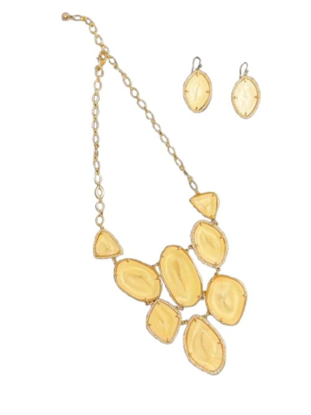 Stella & Dot Fiona statement necklace and earring set gold-tone and cream